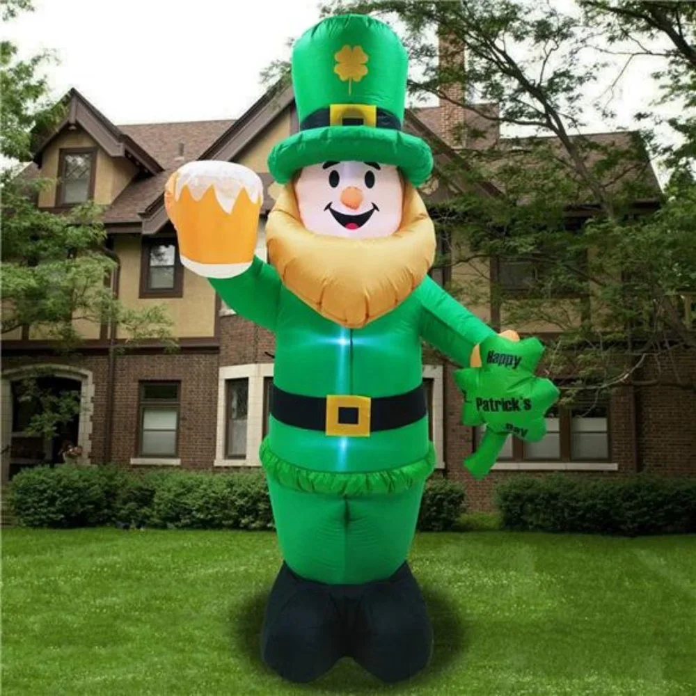 8 Foot St Patricks Day Inflatable Leprechaun Decorations Outdoor with‎ LED Light